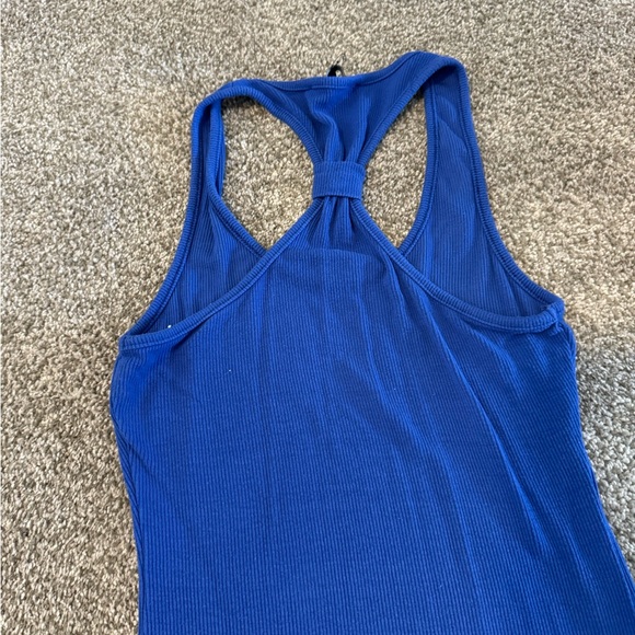 Royal Blue Ribbed Racer Back Casual Summer Tank Dress Beach Boat Coverup S Small - Picture 3 of 3